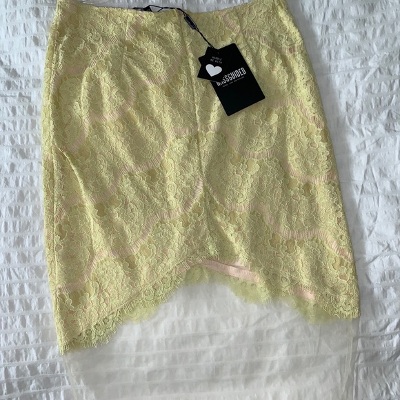 MissGuided;mesh & midi yellow skirt - Picture 3 of 6
